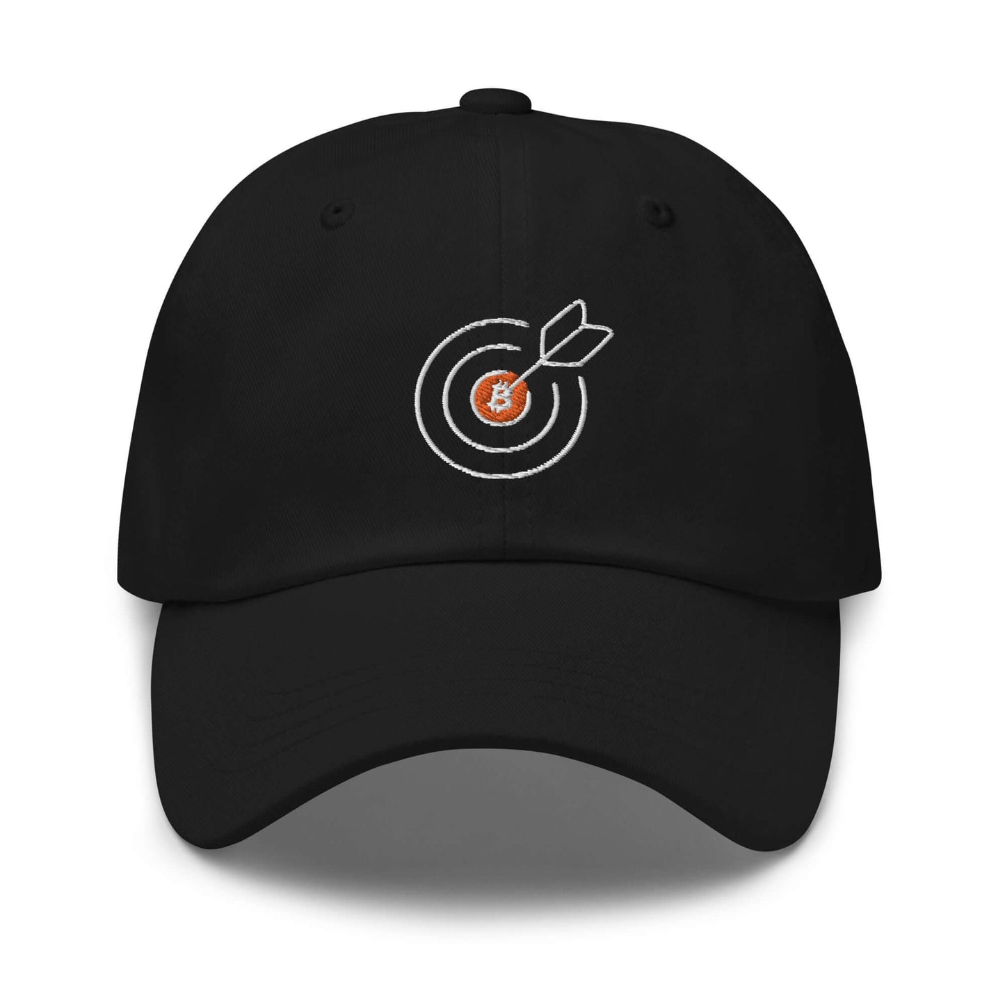 The Goal is Living Life on Your Own Terms Dad Hat – Adjustable cap with a Bitcoin-themed empowering slogan design