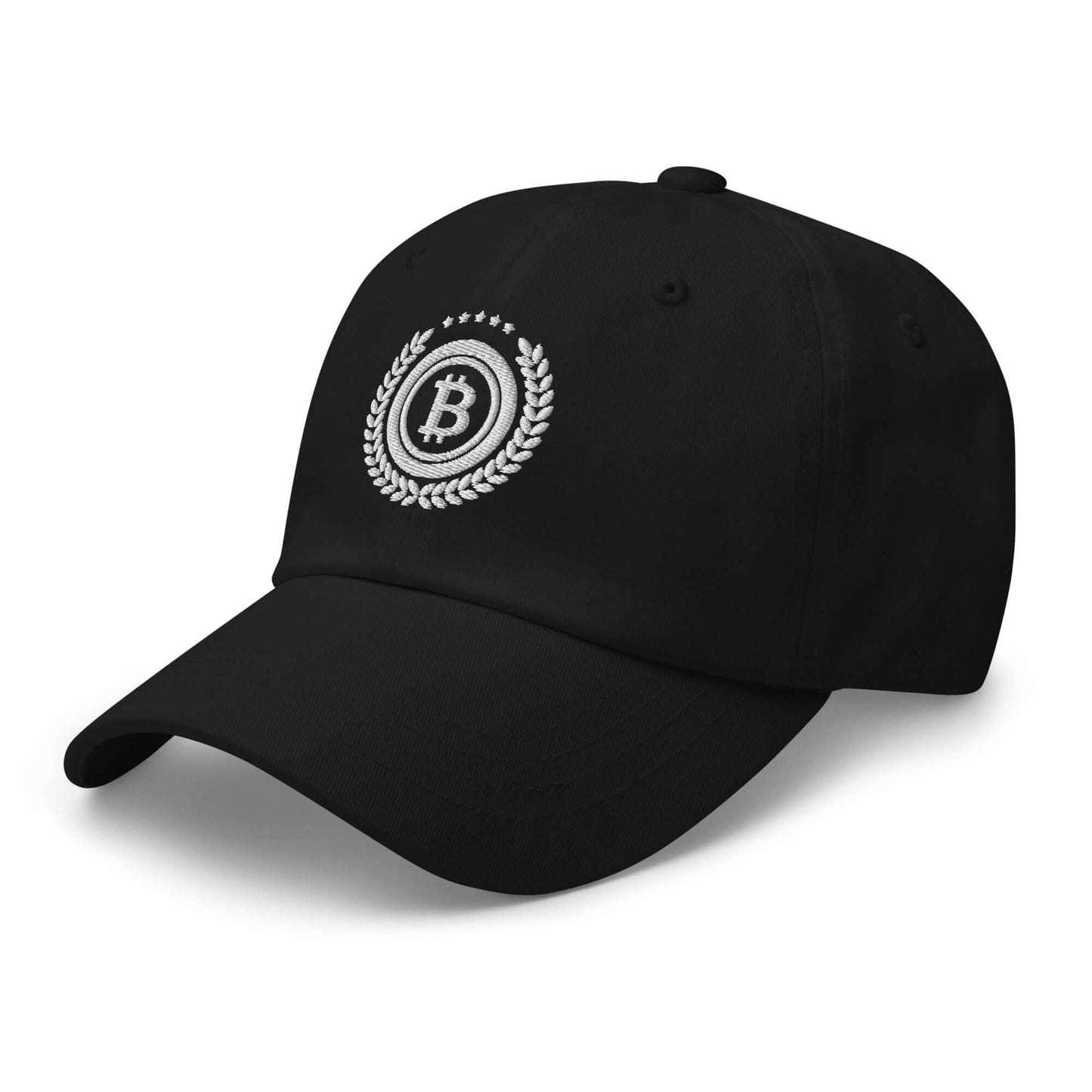 Shop the Bitcoin 5 Stars Dad Hat—stylish and comfortable cap for Bitcoin supporters who wear their passion proudly
