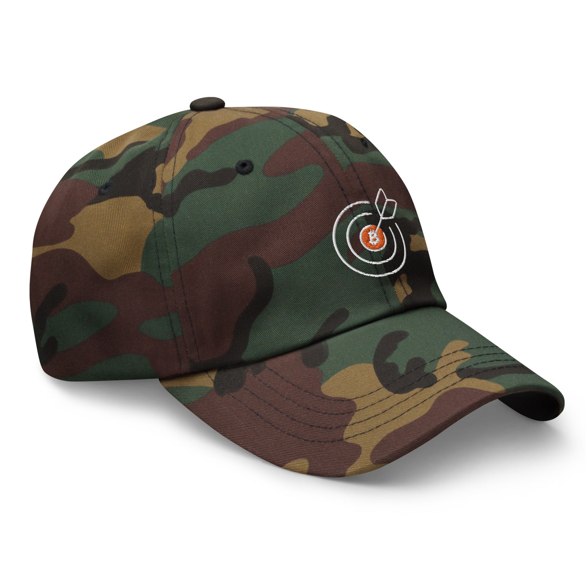 The Goal is Living Life on Your Own Terms Dad Hat – Adjustable cap with a Bitcoin-themed empowering slogan design