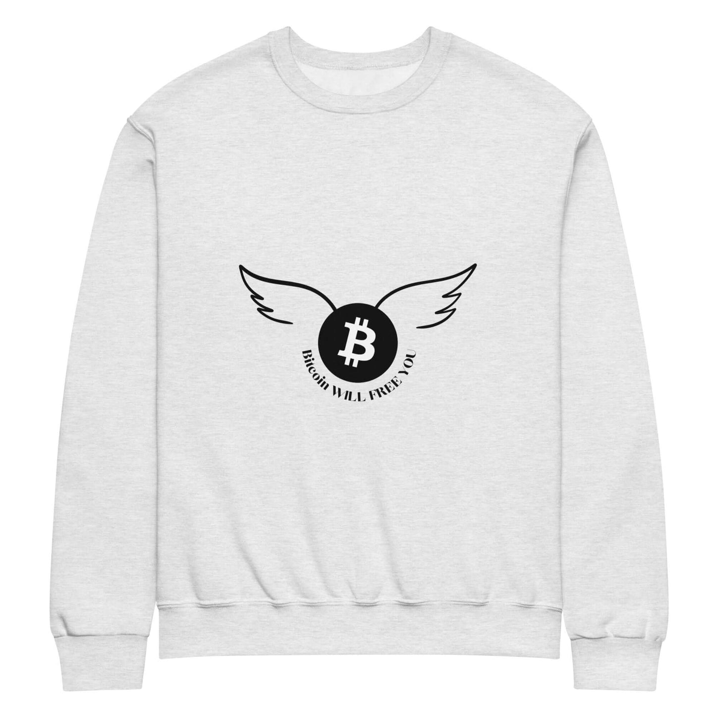 Bitcoin Will Free You Crew Neck Sweatshirt – Comfortable sweatshirt featuring a Bitcoin empowerment slogan