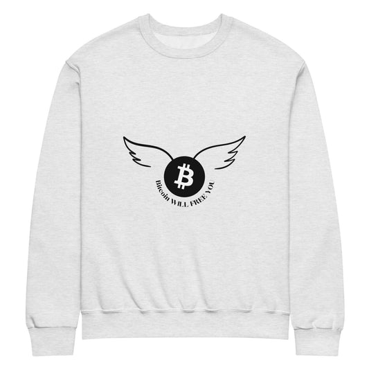Bitcoin Will Free You Crew Neck Sweatshirt – Comfortable sweatshirt featuring a Bitcoin empowerment slogan