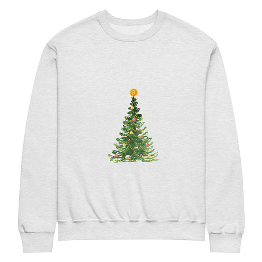 Bitcoin Christmas Tree Crew Neck Sweatshirt – Festive sweatshirt with a Bitcoin-themed Christmas tree design
