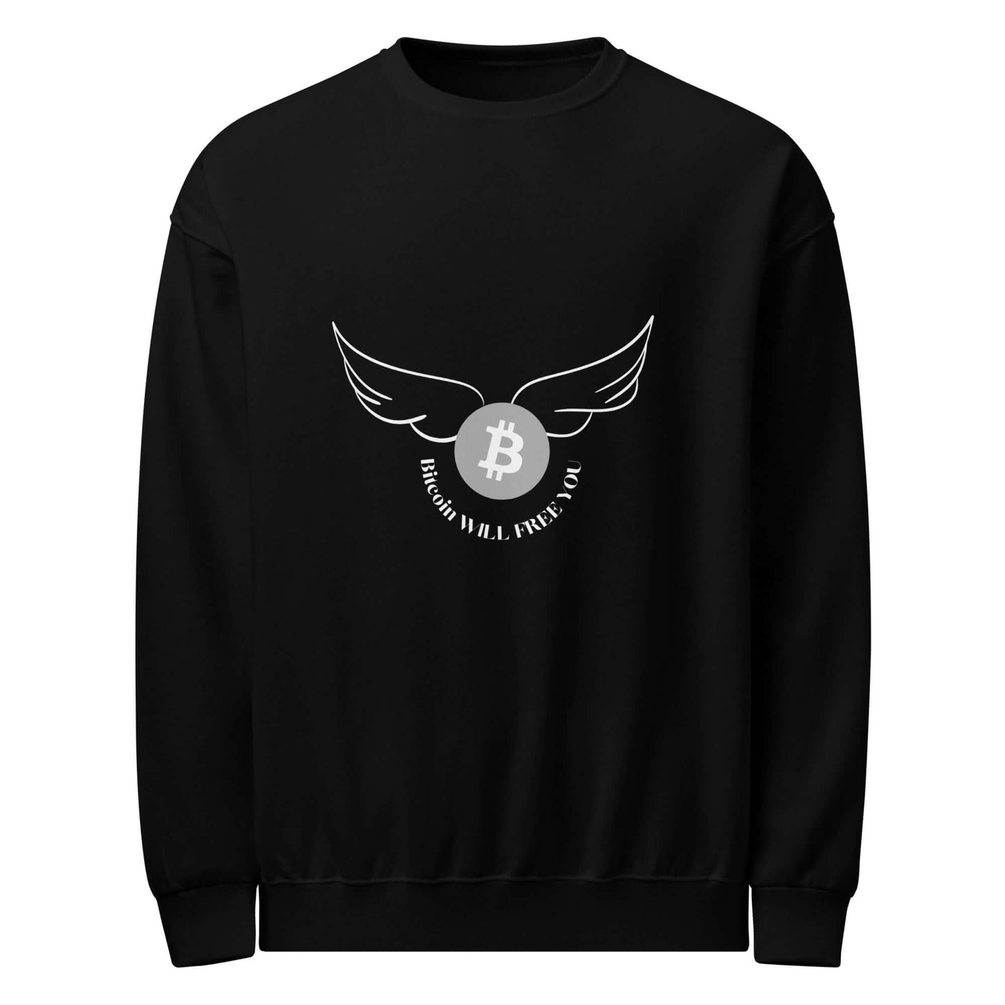 Bitcoin Will Free You Crew Neck Sweatshirt – Comfortable sweatshirt featuring a Bitcoin empowerment slogan