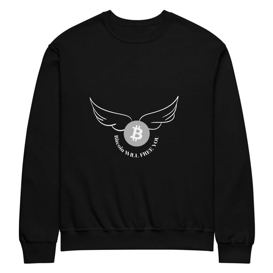 Bitcoin Will Free You Crew Neck Sweatshirt – Comfortable sweatshirt featuring a Bitcoin empowerment slogan