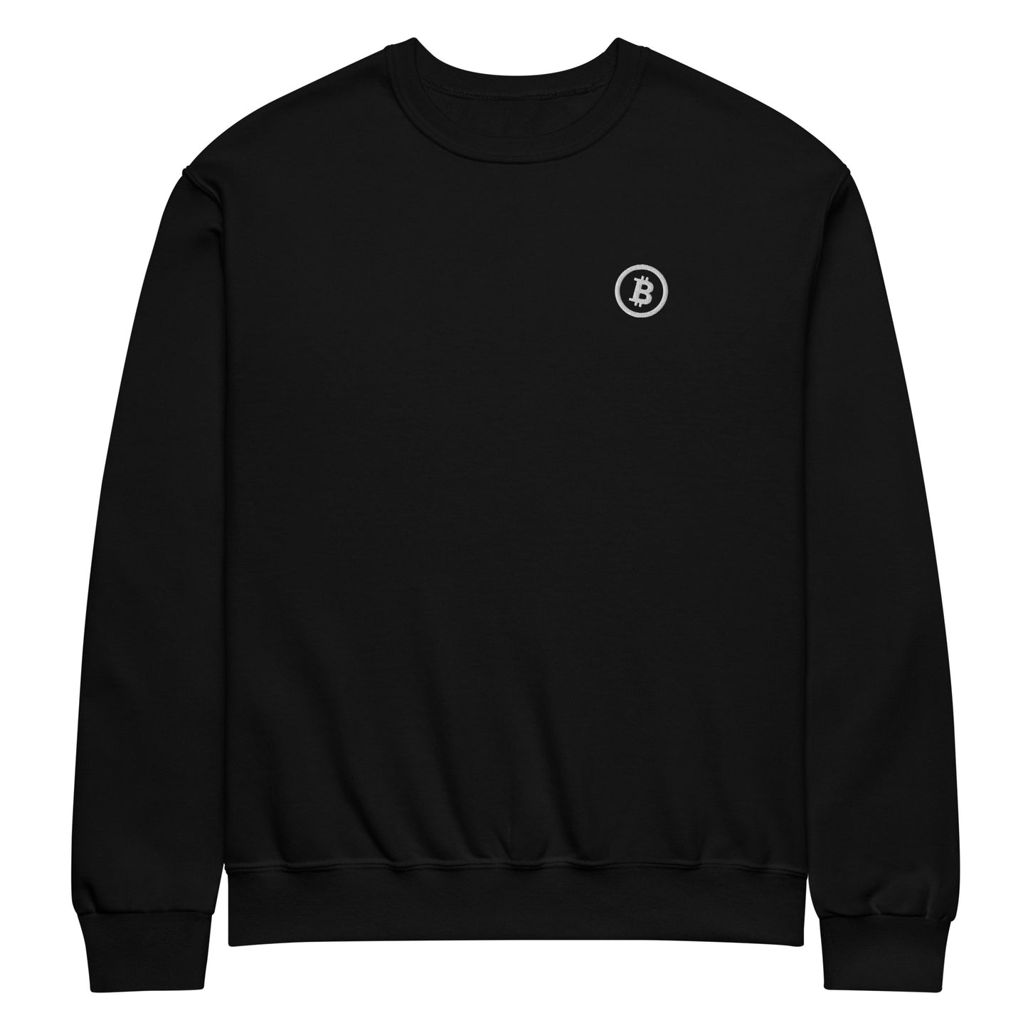 Bitcoin Embroidered Crew Neck Sweatshirt – Soft and stylish sweatshirt with embroidered Bitcoin logo