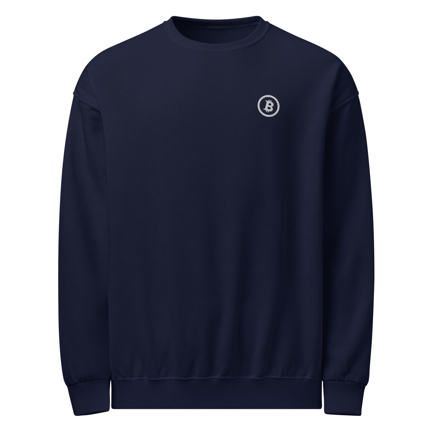 Bitcoin Embroidered Crew Neck Sweatshirt – Soft and stylish sweatshirt with embroidered Bitcoin logo