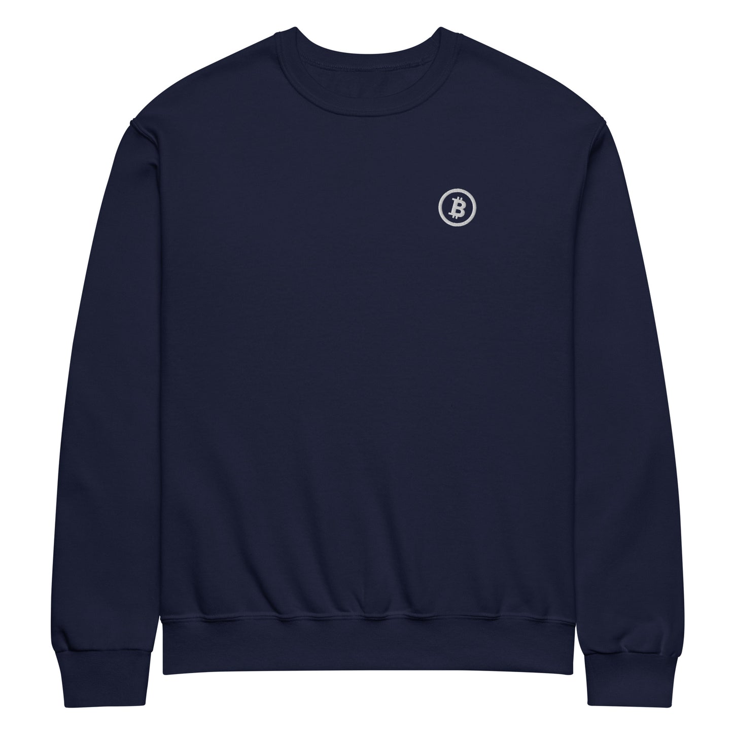 Bitcoin Embroidered Crew Neck Sweatshirt – Soft and stylish sweatshirt with embroidered Bitcoin logo