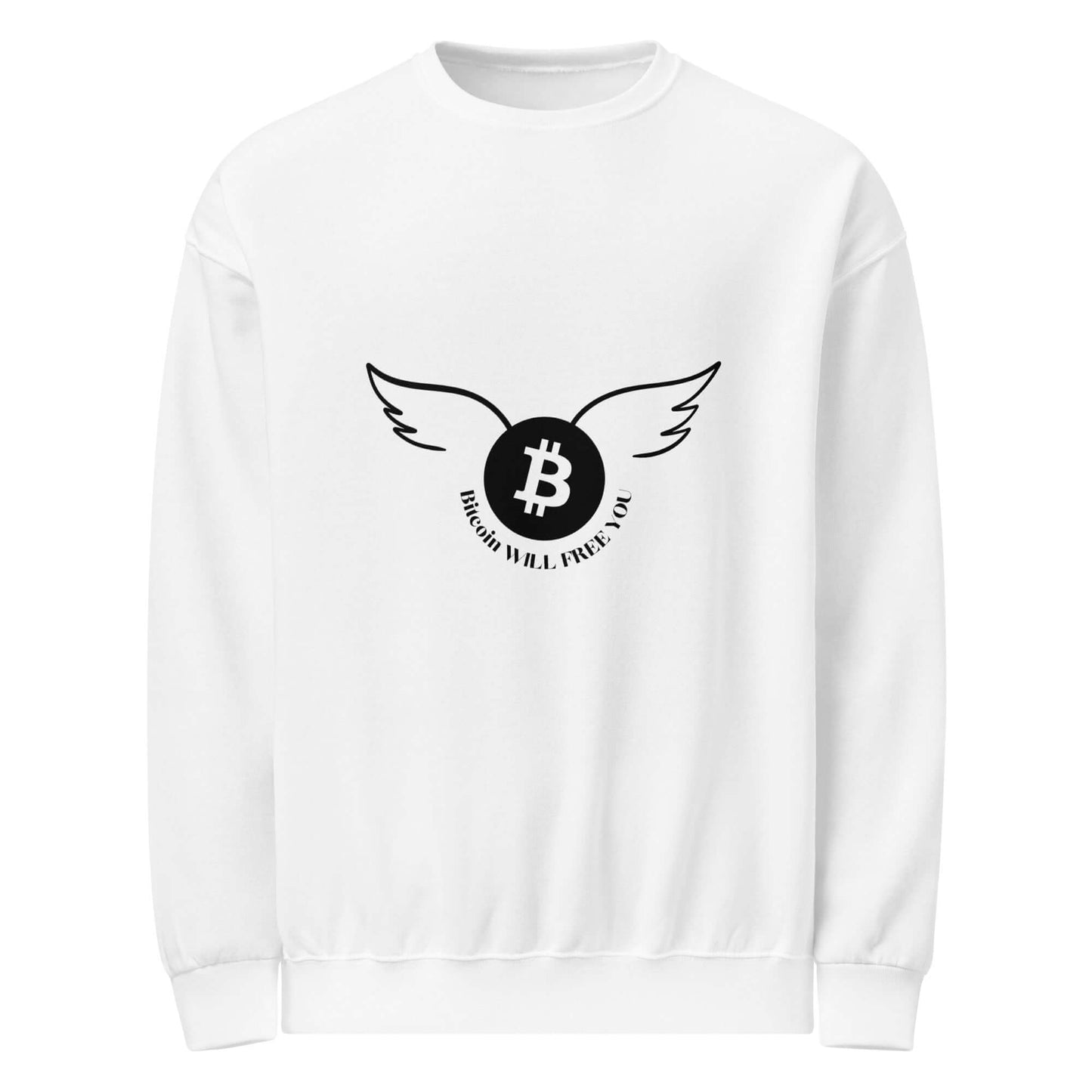 Bitcoin Will Free You Crew Neck Sweatshirt – Comfortable sweatshirt featuring a Bitcoin empowerment slogan