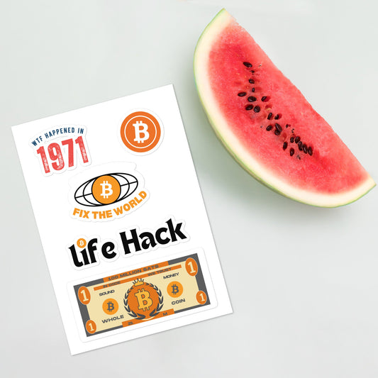 WTF Happened in 1971 , Bitcoin , Life Hack, Fix the money fix the world and whole coiner sticker sheet