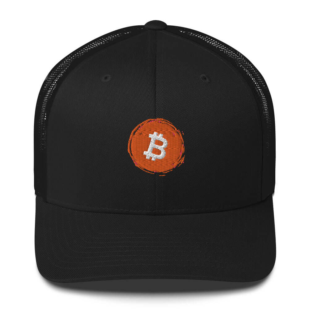 Bitcoin Trucker Cap – Stylish Mesh Snapback Hat for Bitcoin plebs black