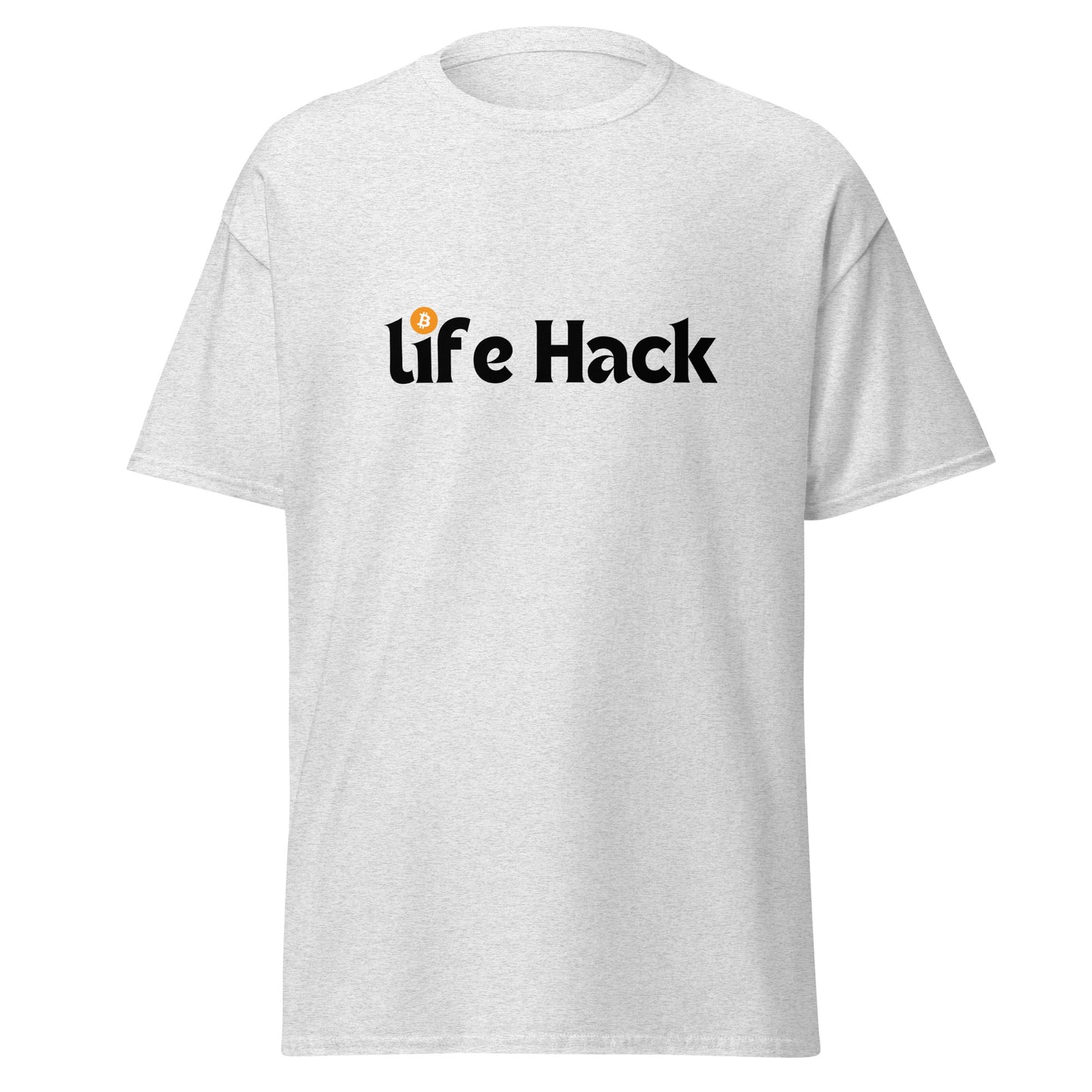 Life Hack Unisex Classic Tee – Casual and comfortable t-shirt with a Bitcoin-themed 'Life Hack' design