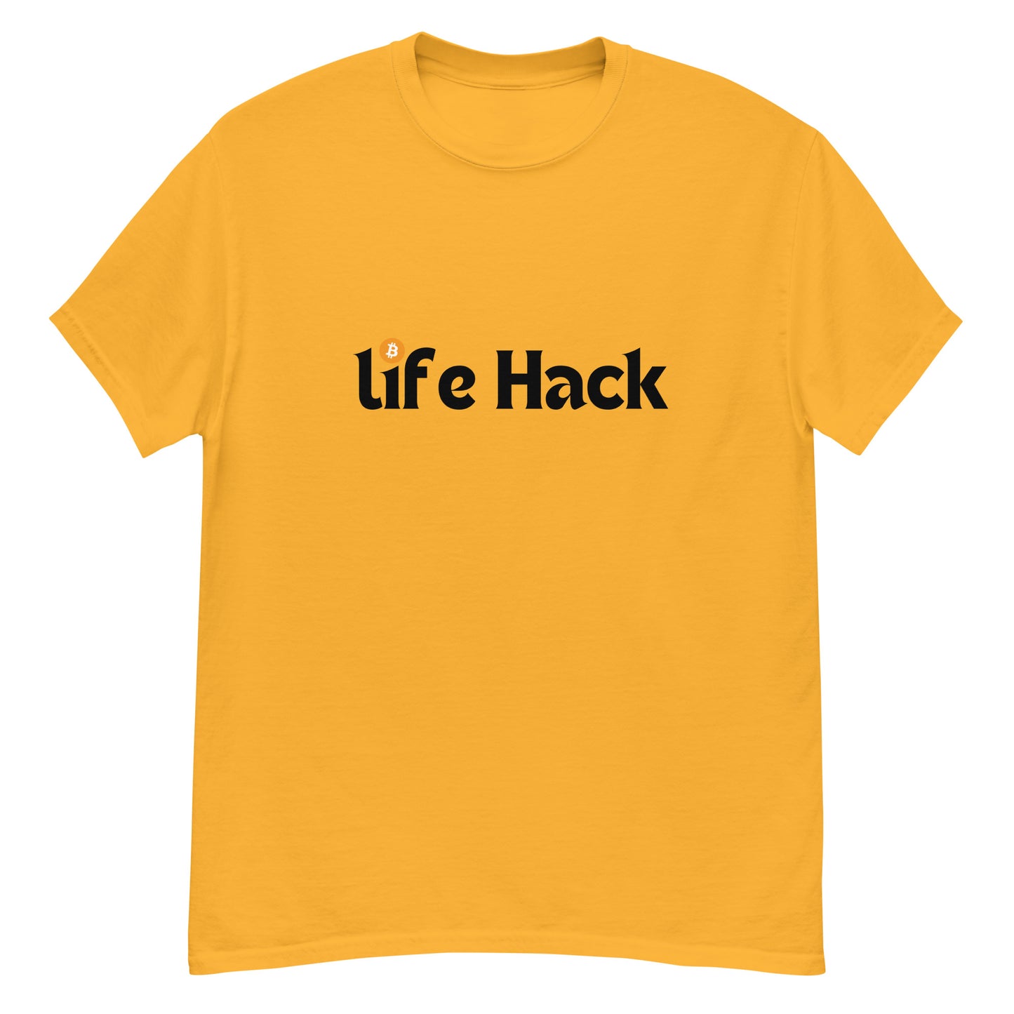 Life Hack Unisex Classic Tee – Casual and comfortable t-shirt with a Bitcoin-themed 'Life Hack' design