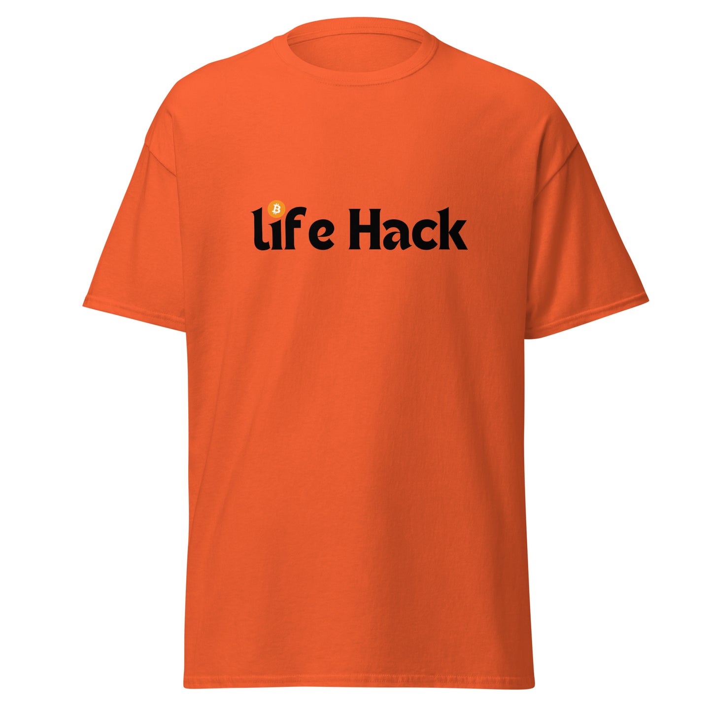 Life Hack Unisex Classic Tee – Casual and comfortable t-shirt with a Bitcoin-themed 'Life Hack' design