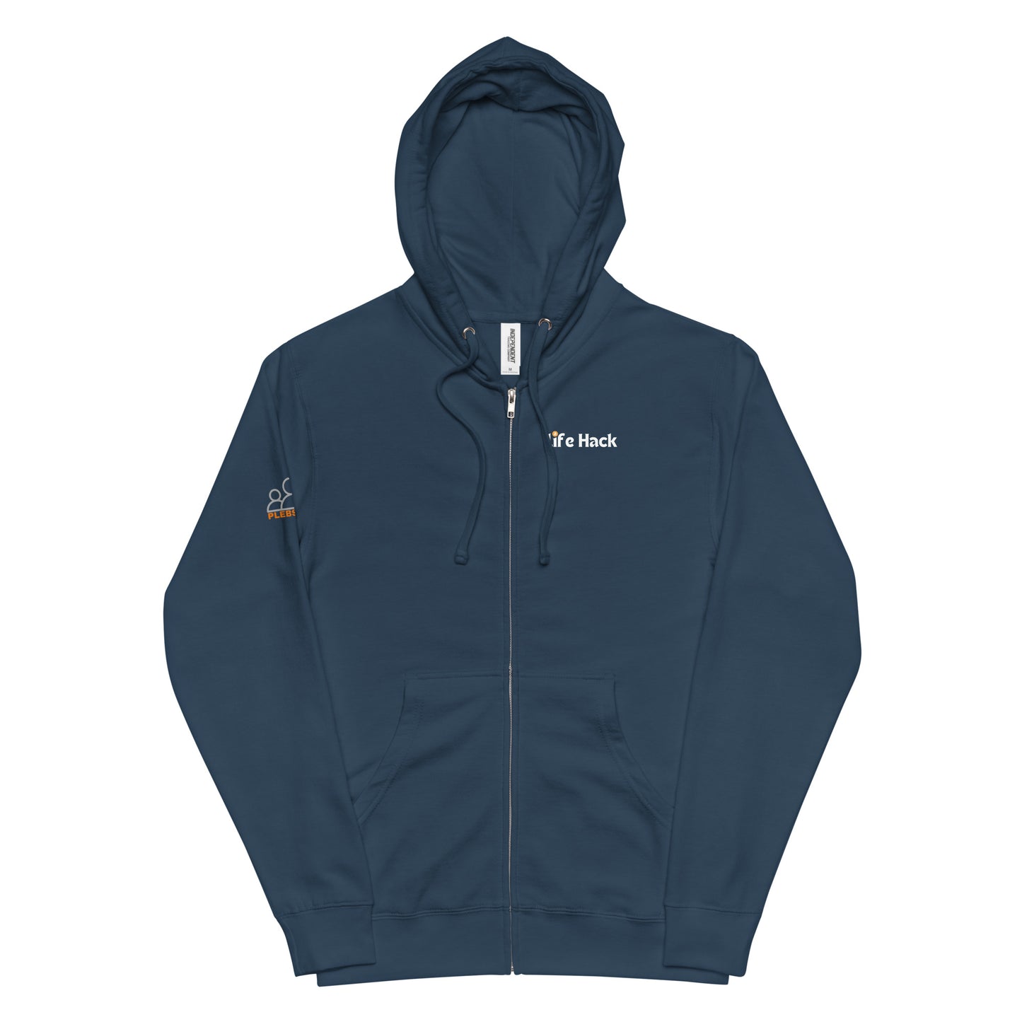 Life Hack Unisex Fleece Zip-Up Hoodie – Soft and warm zip-up hoodie with a Bitcoin-themed 'Life Hack' design