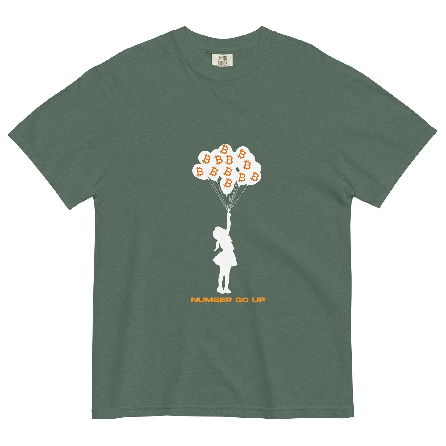 Unisex Number Go Up 2 Garment-Dyed Heavyweight T-Shirt – Comfortable, durable t-shirt with a Bitcoin-themed 'Number Go Up' design