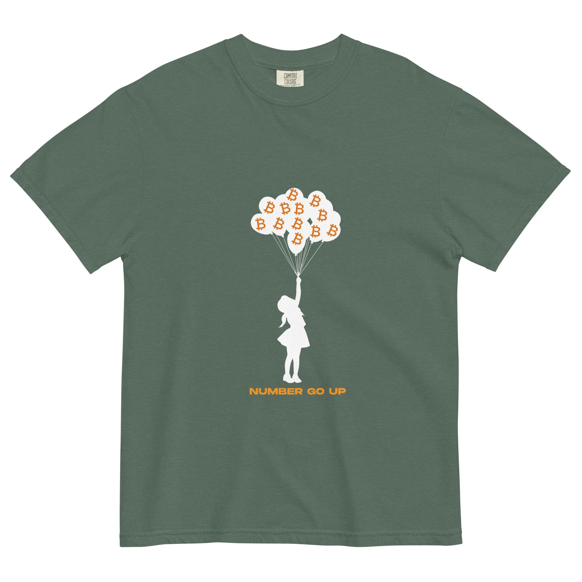 Unisex Number Go Up 2 Garment-Dyed Heavyweight T-Shirt – Comfortable, durable t-shirt with a Bitcoin-themed 'Number Go Up' design