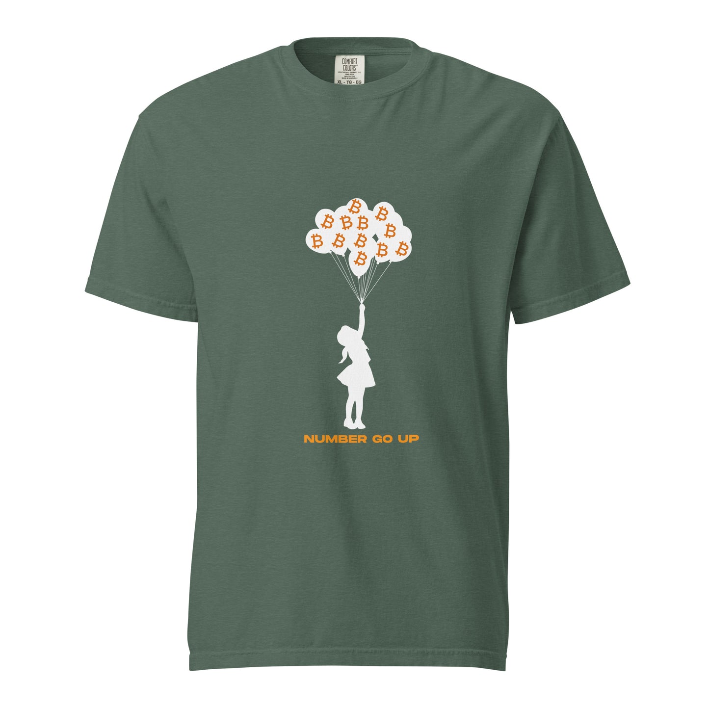 Unisex Number Go Up 2 Garment-Dyed Heavyweight T-Shirt – Comfortable, durable t-shirt with a Bitcoin-themed 'Number Go Up' design