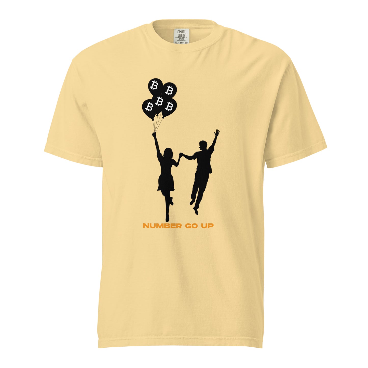 Unisex Number Go Up 2 Garment-Dyed Heavyweight T-Shirt – Comfortable, durable t-shirt with a Bitcoin-themed 'Number Go Up' design
