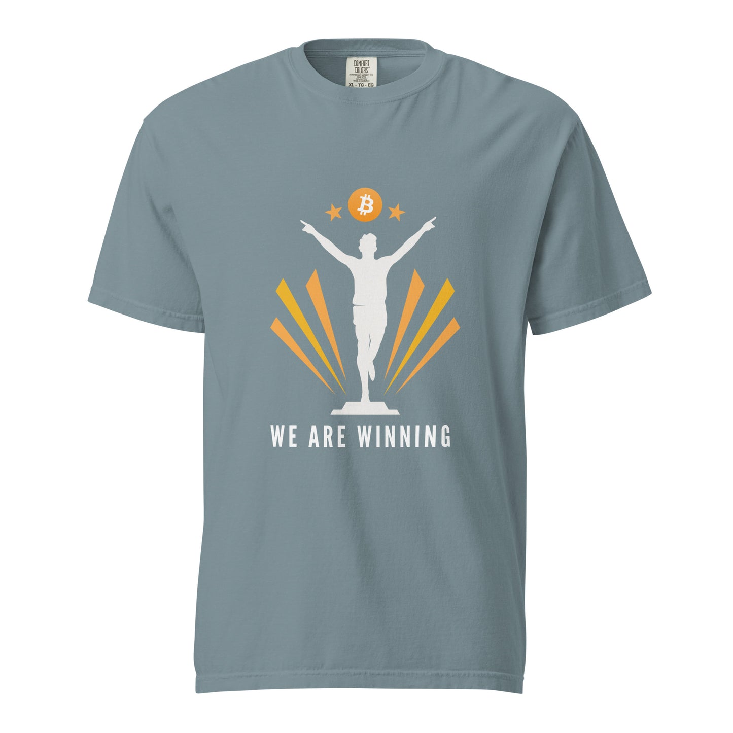 We Are Winning Unisex Garment-Dyed Heavyweight T-Shirt – Soft, durable t-shirt with a Bitcoin-themed 'We Are Winning' design