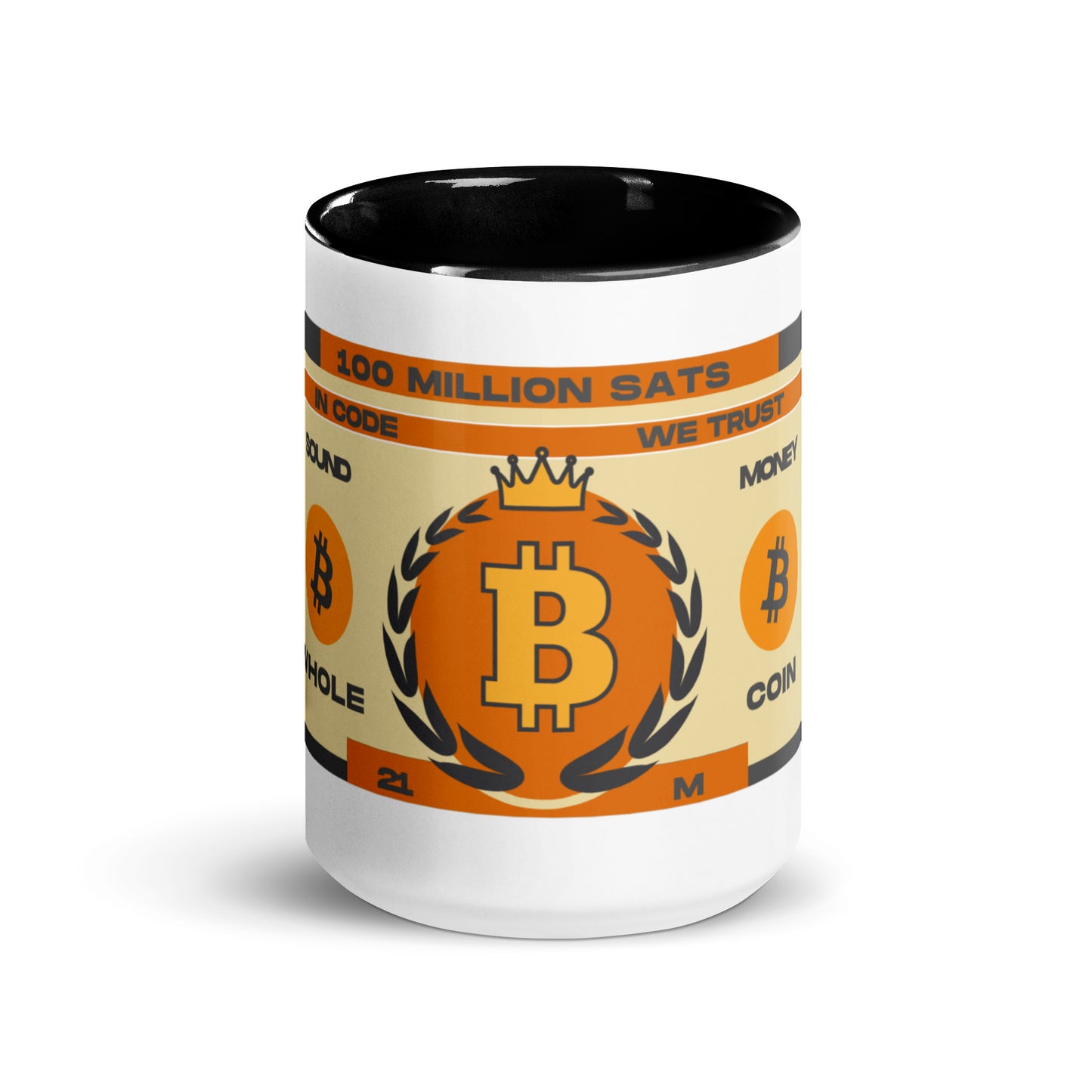 Whole Coin Mug with Color Inside – Ceramic mug with Bitcoin-themed 'Whole Coin' design and colorful interior