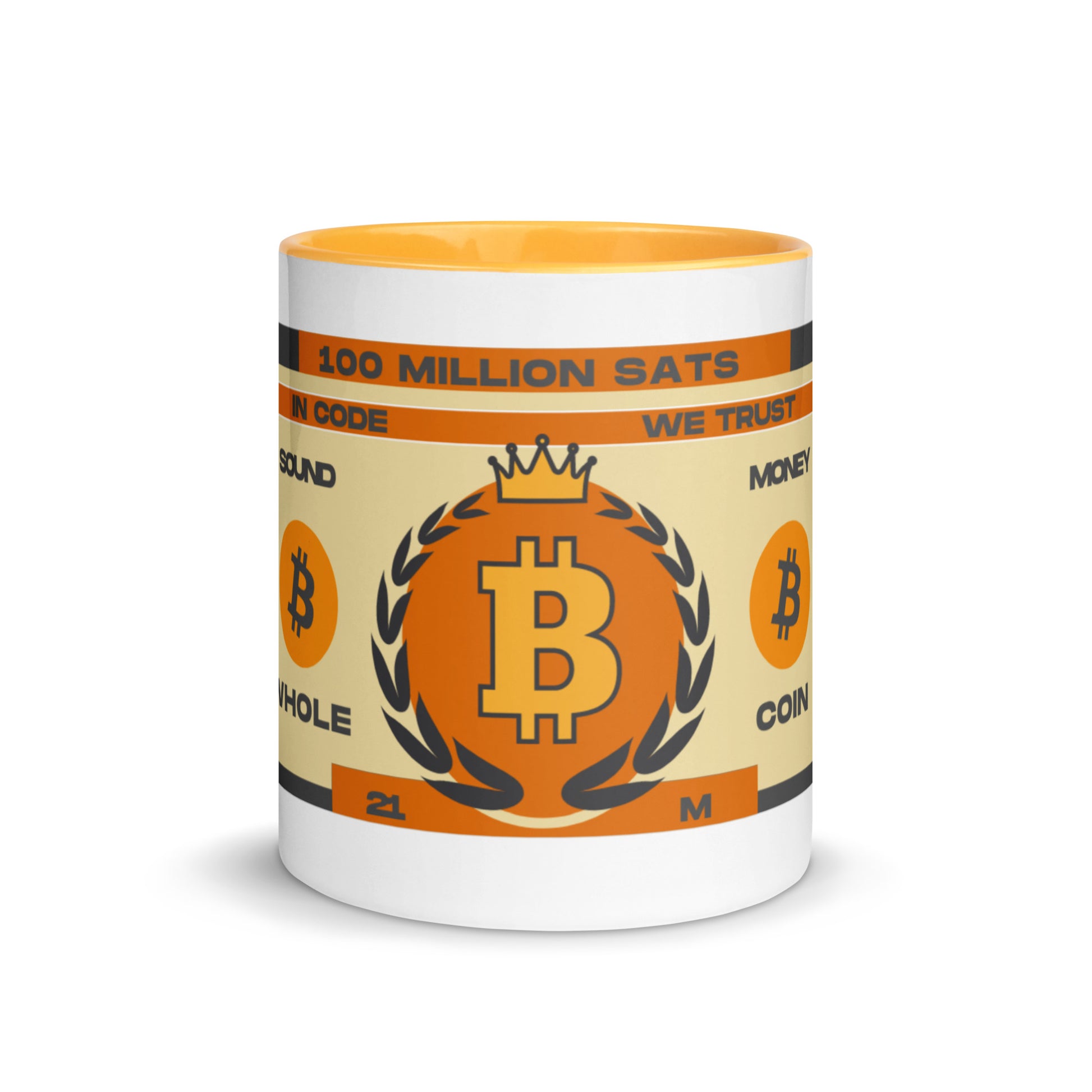 Whole Coin Mug with Color Inside – Ceramic mug with Bitcoin-themed 'Whole Coin' design and colorful interior
