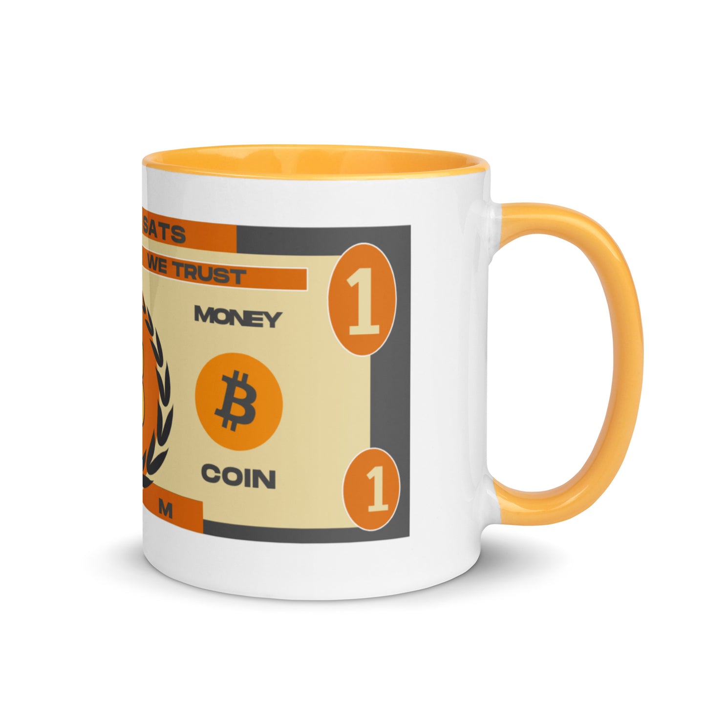Whole Coin Mug with Color Inside – Ceramic mug with Bitcoin-themed 'Whole Coin' design and colorful interior