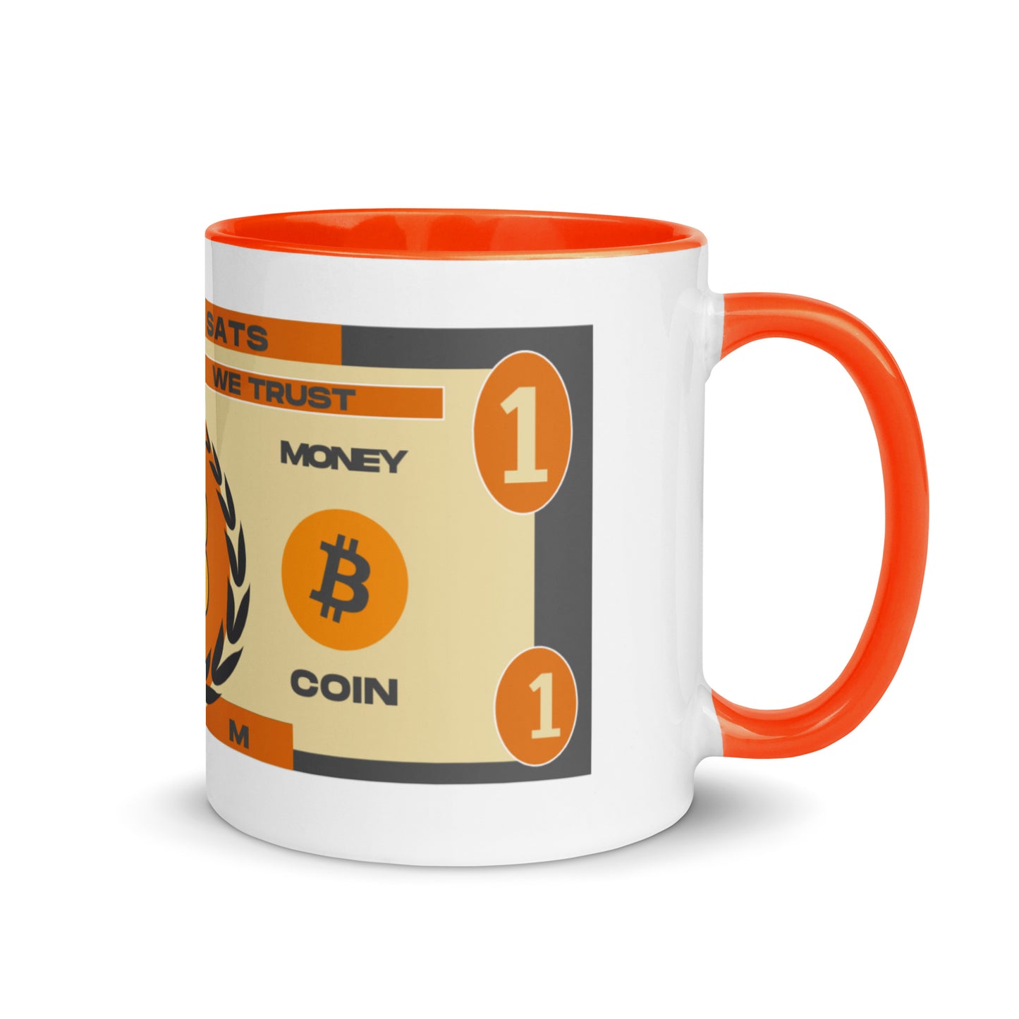 Whole Coin Mug with Color Inside – Ceramic mug with Bitcoin-themed 'Whole Coin' design and colorful interior