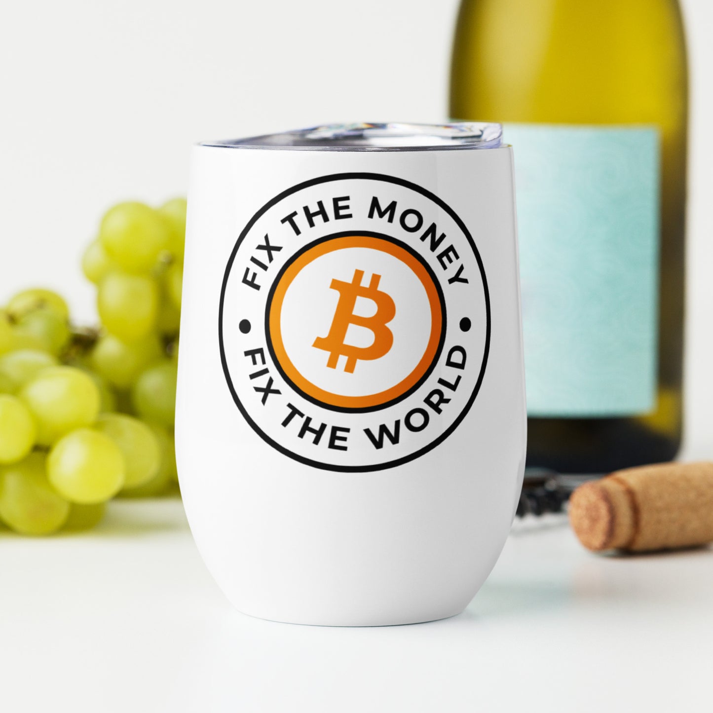 Fix The Money Fix The World Wine tumbler