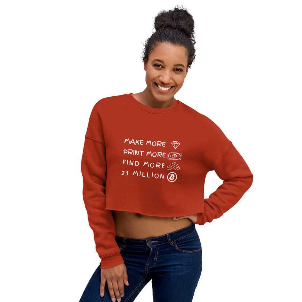 21 Million Bitcoin Crop Sweatshirt brick