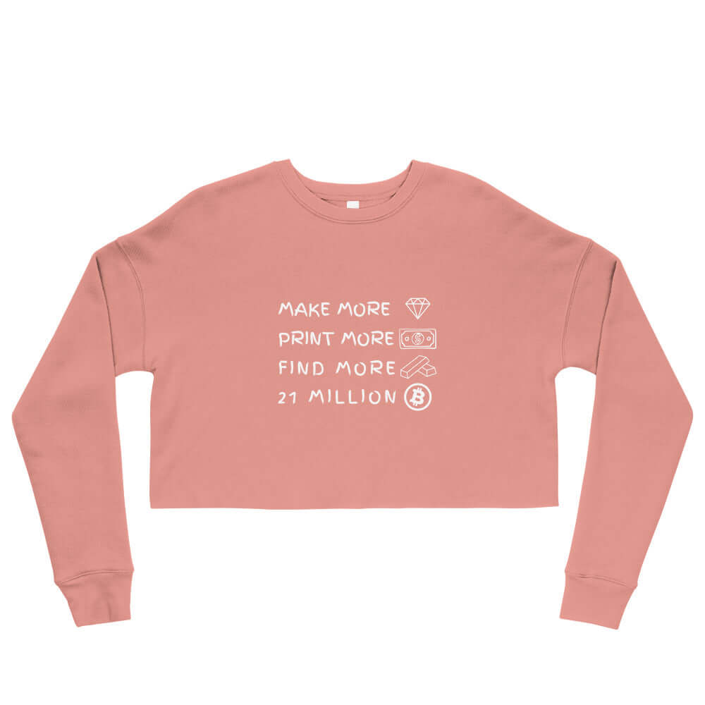 21 Million Bitcoin Crop Sweatshirt mauve