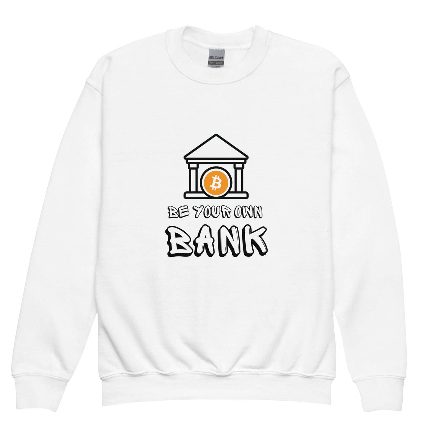 Shop the Be Your Own Bank crewneck sweatshirt —for those who believe in financial freedom and self-sovereignty in white