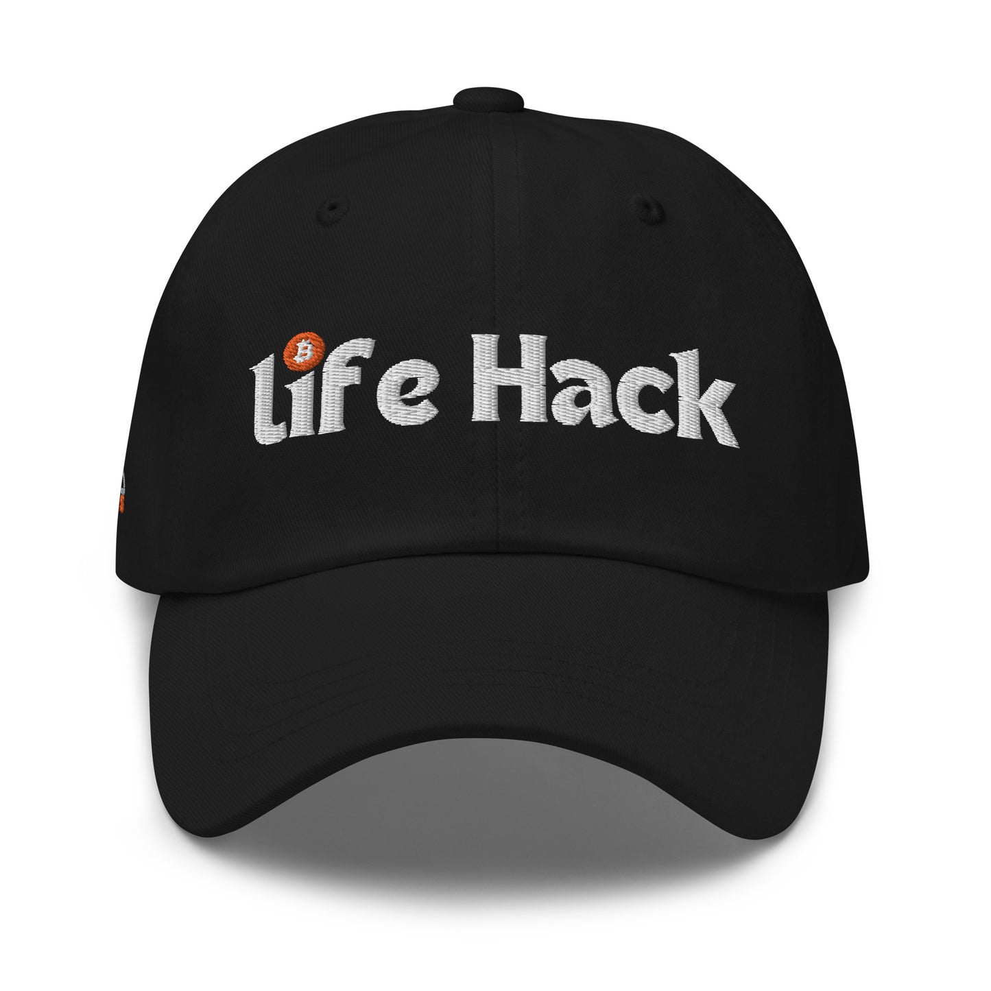 Life Hack Dad Hat – Adjustable cotton cap with a Bitcoin-themed 'Life Hack' design