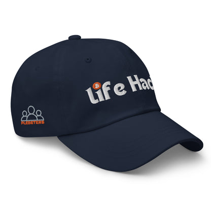 Life Hack Dad Hat – Adjustable cotton cap with a Bitcoin-themed 'Life Hack' design