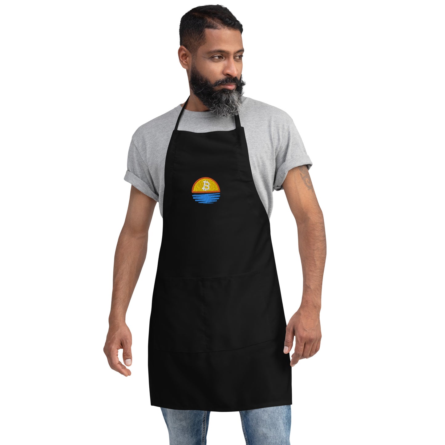 Bitcoin Sunset Embroidered Apron