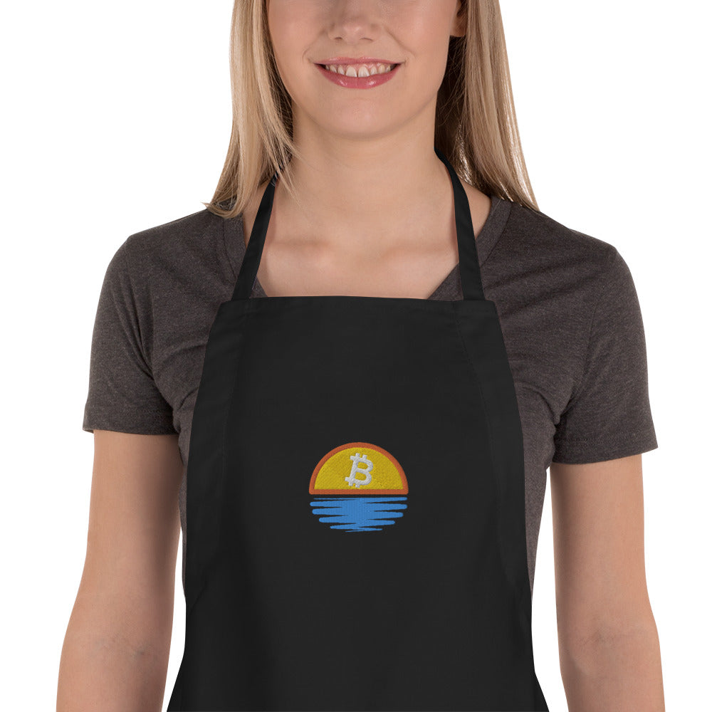 Bitcoin Sunset Embroidered Apron