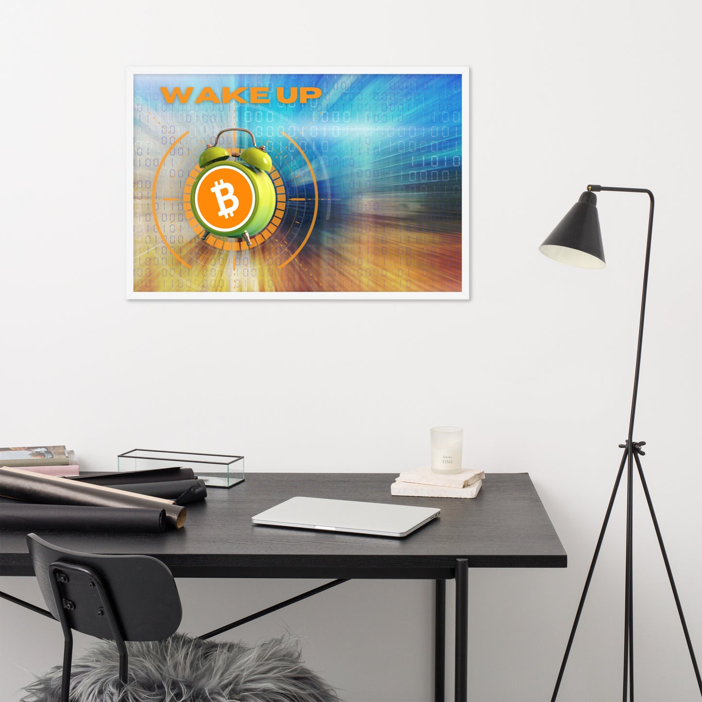 Wake Up Bitcoin Framed poster