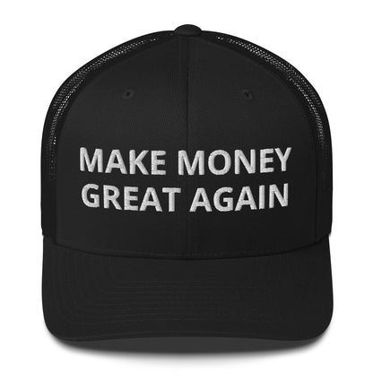 MAKE MONEY GREAT AGAIN Trucker Cap – Mesh-back cap with Bitcoin-themed slogan design