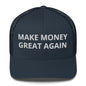 MAKE MONEY GREAT AGAIN Trucker Cap – Mesh-back cap with Bitcoin-themed slogan design