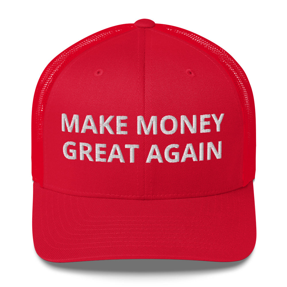 MAKE MONEY GREAT AGAIN Trucker Cap – Mesh-back cap with Bitcoin-themed slogan design