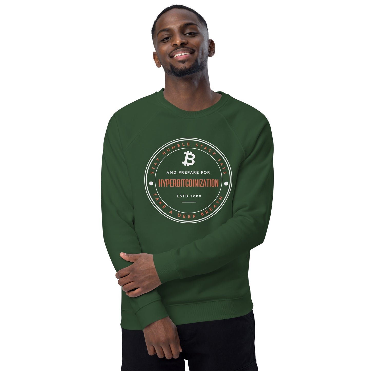 Hyperbitcoinization Unisex organic raglan sweatshirt