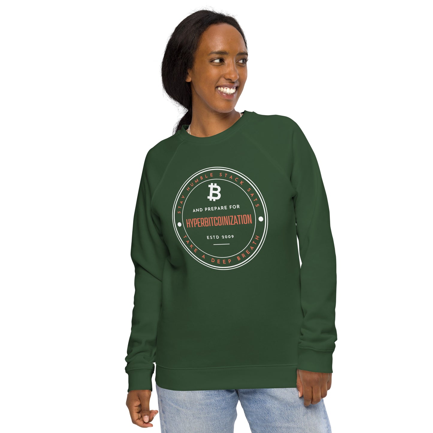 Hyperbitcoinization Unisex organic raglan sweatshirt