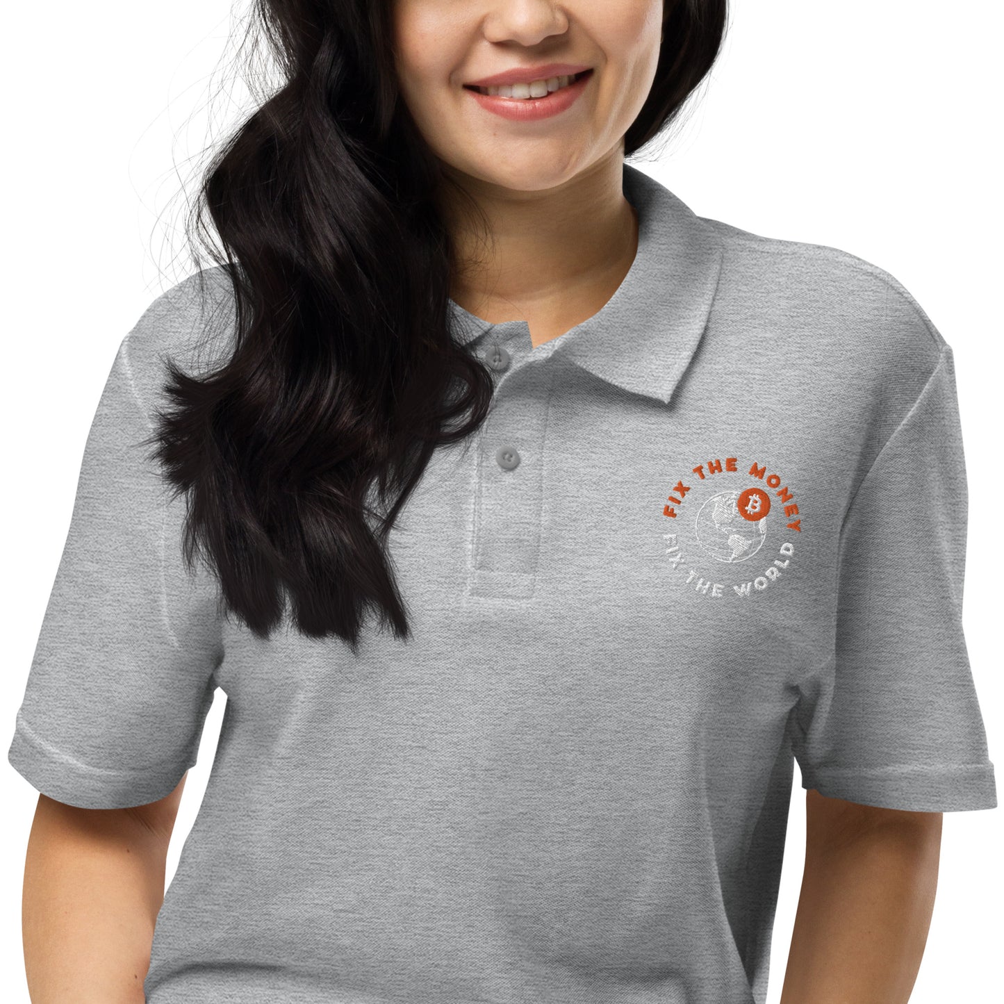 Fix the money fix the world Unisex pique polo shirt