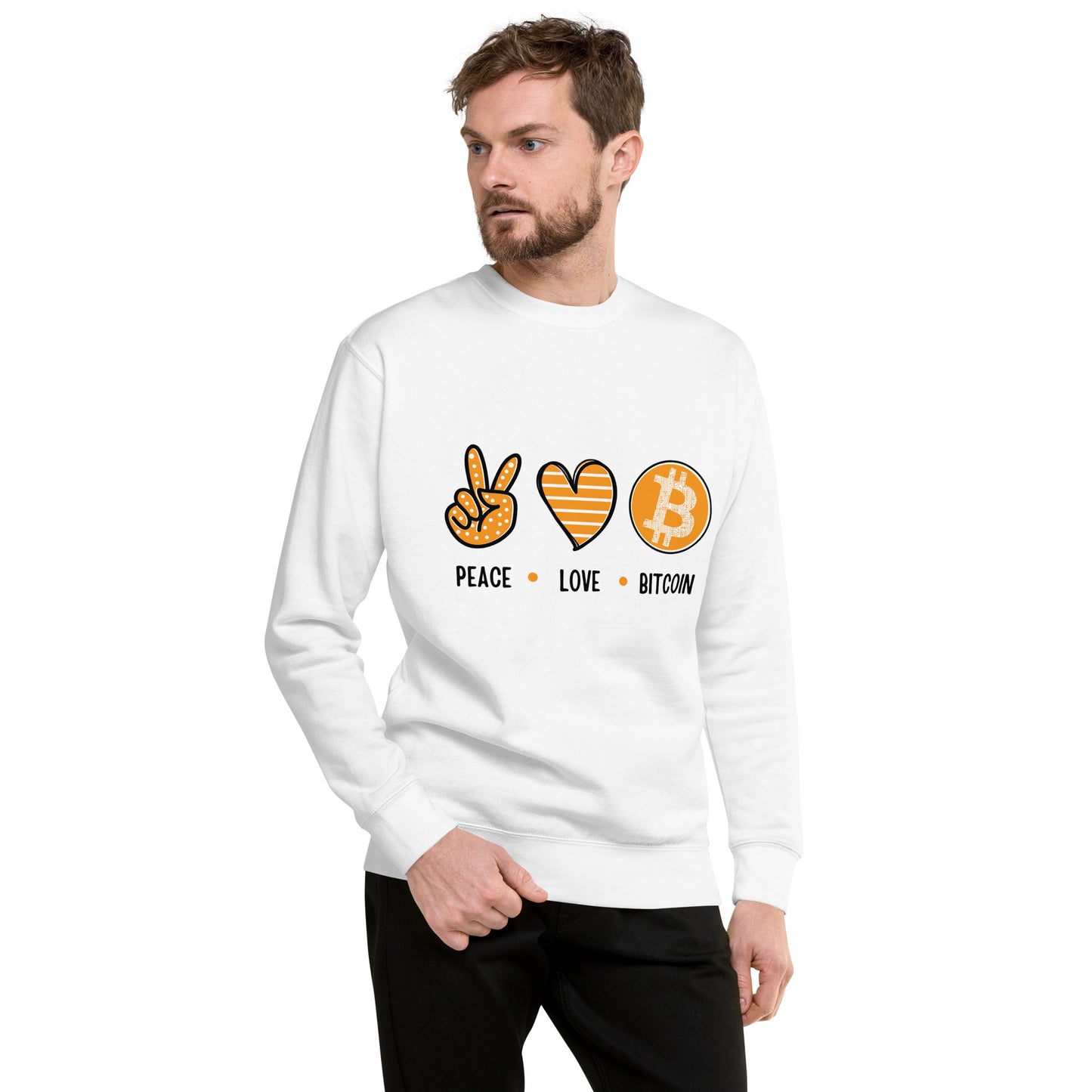 Peace, Love, Bitcoin Unisex Premium Sweatshirt