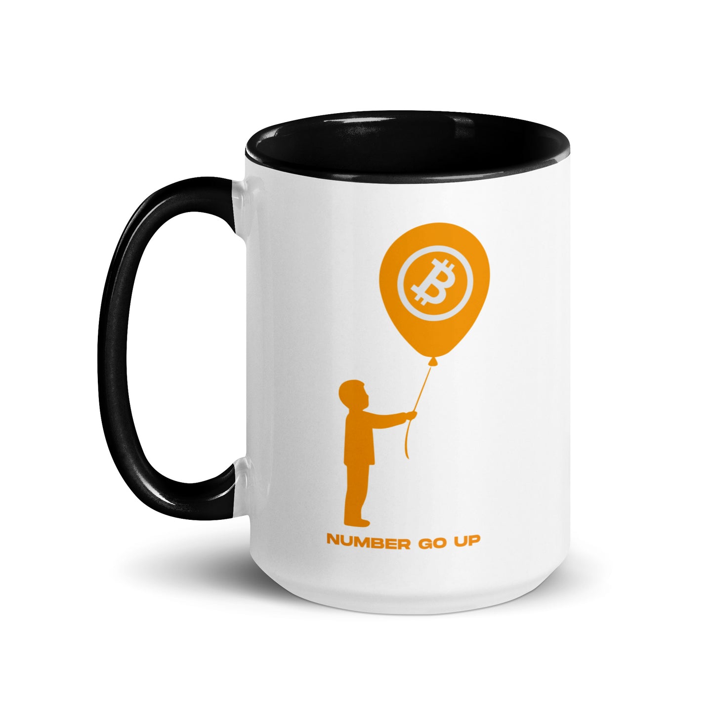 Number Go Up Mug with Color Inside – Ceramic mug featuring Bitcoin-themed 'Number Go Up' design with colorful interior