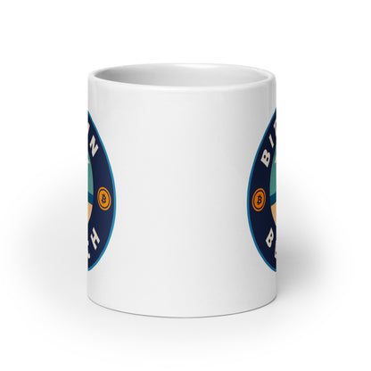 Bitcoin Beach White glossy mug