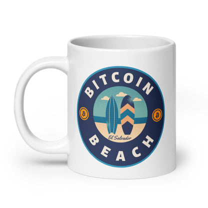 Bitcoin Beach White glossy mug