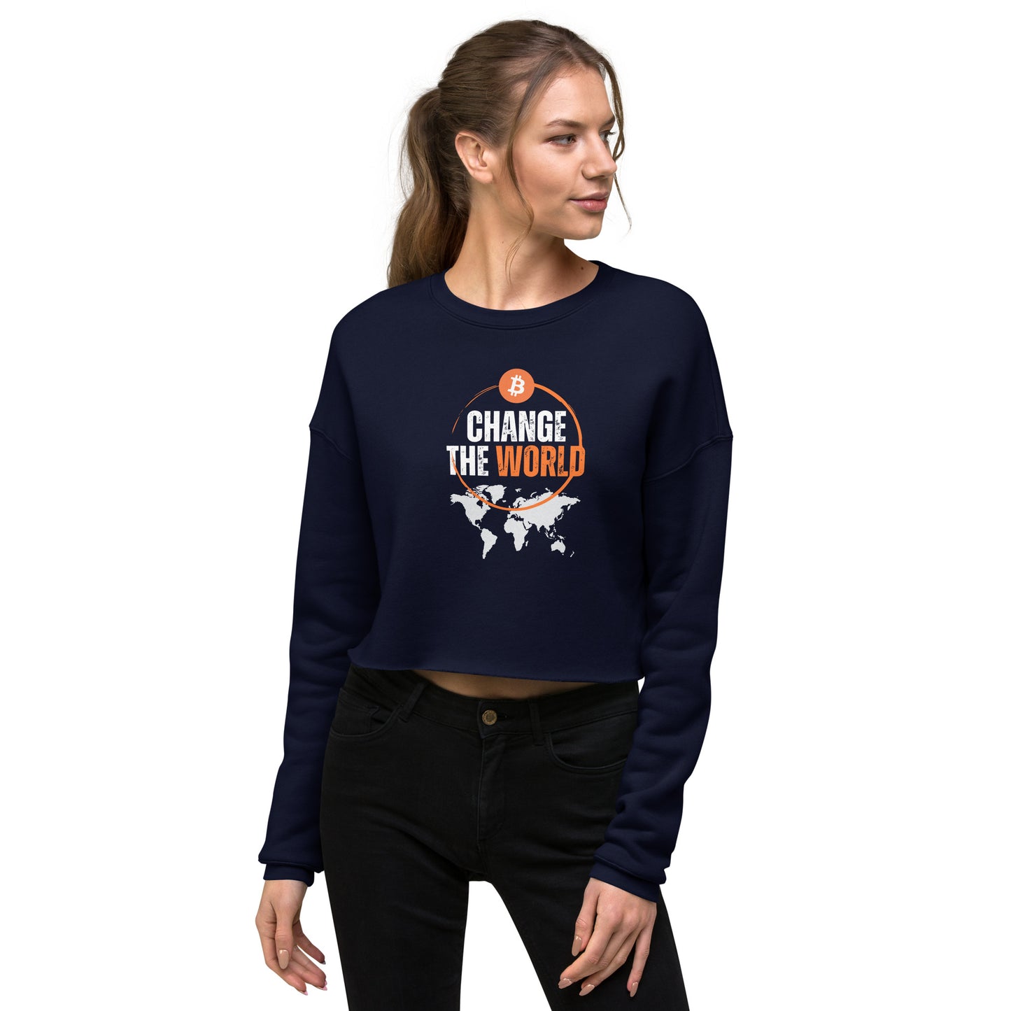 Bitcoin change the world Crop Sweatshirt