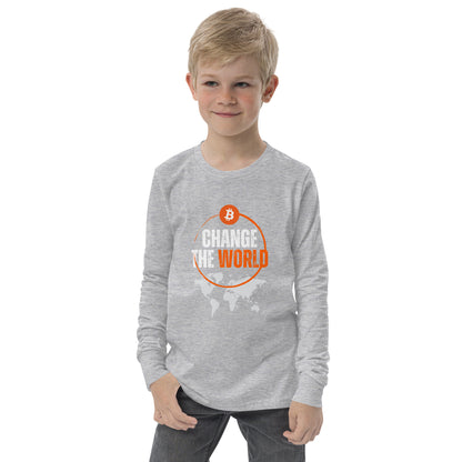 Bitcoin change the world Youth long sleeve tee