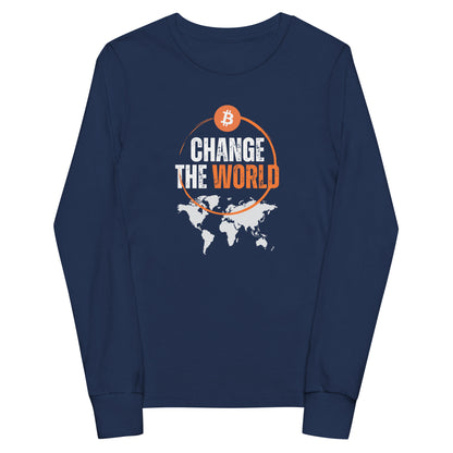 Bitcoin change the world Youth long sleeve tee