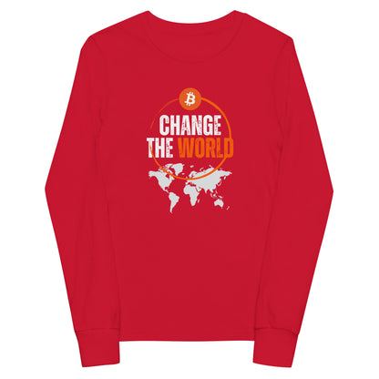 Bitcoin change the world Youth long sleeve tee